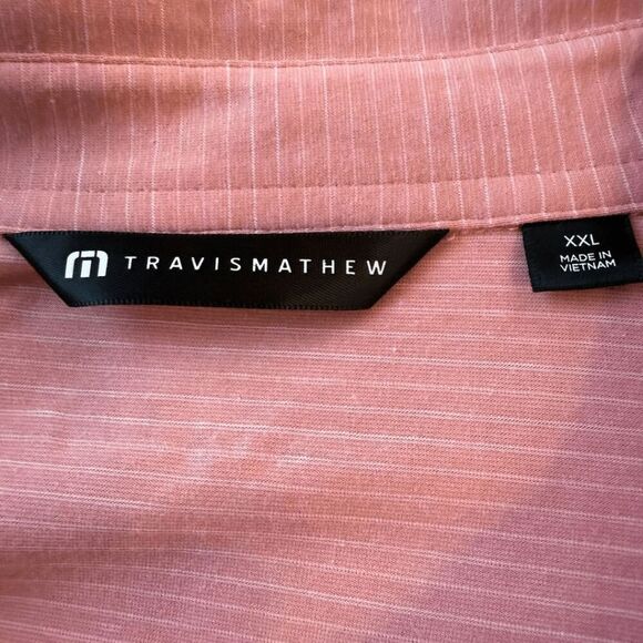 Travis Mathew Mens The Heater Short Sleeve Collared Polo Shirt Coral Size XXL - Picture 3 of 7